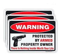 Schild mit Aufschrift "There is Nothing Here Worth Your Life, Protected by Armed Property Owner", 25,4 x 17,8 cm, 10,2 cm, Alluminio, rostfrei, UV-geschützt und wetterfest, 3 pezzi