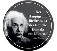 schilderkreis24 - Divertente frase Albert Einstein con scritta "Hauptgrund für Stress", magnete decorativo per frigorifero, cucina, idea regalo per compleanno, Natale, 8 x 8 cm