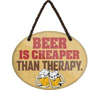 schilderkreis24 Targa in metallo, 18 x 14 cm, scritta "Beer is Cheaper than Therapy"