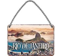 schilderkreis24 Targa in metallo "Rio de Janeiro", capitale, per vacanze, viaggi, in metallo, stile vintage, per la porta di compleanno, Natale, 18 x 12 cm
