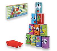 Schildkröt Gioco del Lancio della Lattina per Feste di Compleanno di Bambini, Gioco da Giardino, 10 Lattine di Metallo e 3 Sacchetti, per Interni ed Esterni