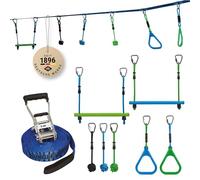 Schildkröt Jungle Line, Circuito di Arrampicata per Bambini e Adulti, 11 Metri, Percorso Ninja all'Aperto, 7 Ostacoli Robusti