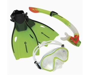 Schildkröt Set da snorkeling Bermuda per bambini, 3 pezzi, set ABC con occhiali, boccaglio e pinne regolabili, in silicone di alta qualità, set da immersione junior in diverse misure, con borsa