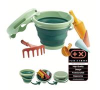 Schildkröt Set Giochi da Sabbia 7 in 1 con Secchiello Pieghevole da 3 L | Plastica da canna da zucchero, senza BPA, pieghevole, facile da pulire, con setaccio, pala, rastrello e stampi gelato