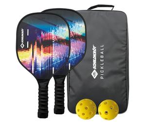 Schildkröt Set Pickleball con 2 Racchette, 1 Pallina per Interni e 1 per Esterni, 1 Borsa per il Trasporto, per Giocatori Principianti ed Esperti