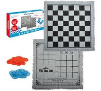 Schildkröt Tappeto da Gioco 3 in 1 - Classici Giochi XXL Dama, Tic Tac Toe e 4 Wins - Campo da Gioco Reversibile in Tessuto con 24 Pezzi da Gioco - per Il Giardino, la Spiaggia e la casa