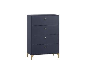 Schildmeyer Comò Alfa in legno blu notte/oro, 80 x 40 x 116,7 cm