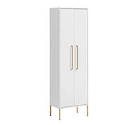 Schildmeyer Gloria - Credenza, materiale a base di legno con 2 ante, bianco e giallo oro