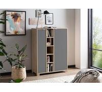 Schildmeyer Highboard Anouk, 701767, legno di quercia chiaro, grigio basalto, 89,6 x 39 x 122,4 cm