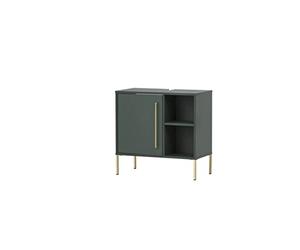 Schildmeyer Kent - Mobile base lavabo in legno, verde bosco e giallo oro, 65,3 x 33,1 x 63,3 cm