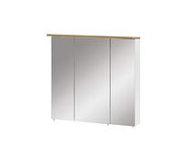Schildmeyer Padua 142296 - Armadietto a specchio, 70,5 x 16 x 72,5 cm, bianco lucido/finitura rovere rustico