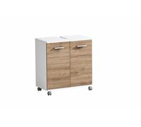 Schildmeyer Palermo 157637 - Mobile base lavabo, finitura rovere artigianale e bianco opaco, 59,8 x 32,6 x 63,4 cm