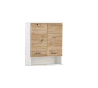 Schildmeyer Palermo - Armadietto pensile, legno derivato, finitura rovere artigianale e bianco opaco, 59,8 x 20,5 x 70,8 cm (L x P x A)