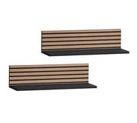 Schildmeyer Ryker 160029 - Set di 2 mensole, effetto pannello acustico, 60 x 17,3 x 15,7 cm, colore: Nero opaco