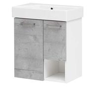 Schildmeyer Samu 147755 - Mobile base lavabo per ospiti, 55 x 33 x 64,6 cm, bianco lucido - grigio pietra