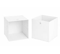 Schildmeyer Scatola in tessuto, set da 2 pezzi, colore bianco, pieghevole, per scaffali, cestino con occhiello