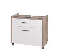 Schildmeyer Trient 133073 - Mobile sottolavabo, 67 x 35 x 60,5 cm, Finitura Quercia Selvatica/Bianco Lucido