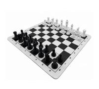 Schimer Scacchiera con Base Antiscivolo, Assegno da Viaggio Educativo | Tappetini e Tabellone in Stoffa, 35x35 Cm, Pezzi in Legno per Bambini Dai 6 Anni in su, Lezioni in ioco Strategico