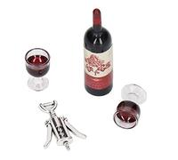 Schimer Set di Vino Rosso per Casa delle Bambole Decorazione in Miniatura Perfetta per Case delle Bambole Scala 1/12 in Metallo Resina 5 Bottiglie 10 Bicchieri