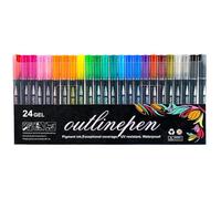 Schimmernde Outline-Stifte - , Zum Basteln, Für Sammelalben, Grußkarten, Tagebücher, Outline-Stifte Für Kunst - Doppellinien-Graffiti-Umrissmarkierungen Malstifte, Textmarker Für Schreibwaren