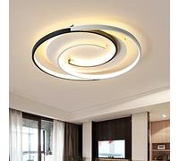 Schindora Plafoniera moderna a LED da 36 W, 50 cm, con telecomando, con geometria, rotonda, nera, bianca, dimmerabile, per soggiorno, camera da letto, cucina
