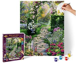 Schipper 609130804 - Dipingere con i Numeri, Il Mio Bellissimo Giardino - Dipingere Immagini per Adulti, con pennelli e Colori acrilici, 40 x 50 cm, Multicolore