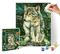 Schipper Schipper-609240838 Animali Numeri - Madre di Lupo - Dipingere per Adulti con pennelli e Colori acrilici, 24 x 30 cm, Multicolore, Medio, 609240838