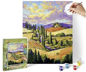 Schipper 609240911 Dipingi con i numeri - Cipresso Viale - Dipingi immagini per adulti, inclusi pennelli e colori acrilici, 24 x 30 cm