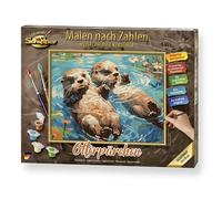 Schipper 609240917 Dipingere con i numeri, coppia di Otterre, pittura per adulti, pennelli e colori acrilici, 24 x 30 cm