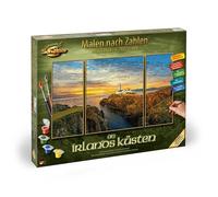 Schipper- Paesaggio costiero Numeri, sulle Coste dell'Irlanda, Immagini da dipingere per Adulti, Include pennelli e Colori acrilici, trittico, 50 x 80 cm, Verde, Medio, 609260886