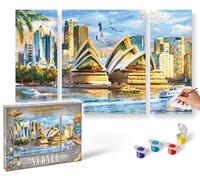 Schipper 609260909 Dipingere con i Numeri, Sydney - Dipingere Immagini per Adulti, Inclusi pennelli e Colori acrilici, trittico, 50 x 80 cm