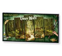 Schipper 609450832 Dipingere con i numeri - La nostra foresta - Dipingere immagini per adulti, compresi pennelli e colori acrilici, 5 immagini, Master Class Polittico professionale, Edition, 132 x 72 cm