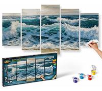 Schipper 609450865 Dipingere con i Numeri, Lago Tempestoso - Pittura per Adulti, Inclusi pennelli e Colori acrilici, 5 Immagini, Master Class Polittico Professionale, Edition, 132 x 72 cm