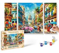 Schipper Dipingere con i Numeri - Cuba Nostalgia - Dipingere Immagini per Adulti, compresi pennelli e Colori acrilici, trittico, 50 x 80 cm