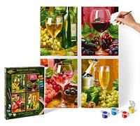 Schipper 609340610 Dipingere con i Numeri - 4 Quadri da dipingere, Motivo: in Vino Veritas, ognuno 18x24 cm