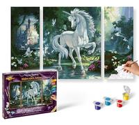 Schipper Dipingere con i Numeri, Unicorno nella Foresta Magica - Immagini per Adulti con Pennello e Colori acrilici, trittico, 50 x 80 cm, Medio, 609260866