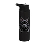 Schipperke Cute Peeking - Cucciolo nero per amanti dei cani Stainless Steel Insulated Water Bottle