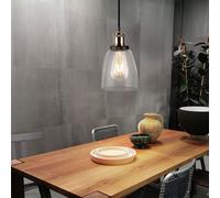 Schirmleuchte Lampada Pendente Metallo Vetro Nero Trasparente 1x E27 H 113 CM [EEK: Non valutato]