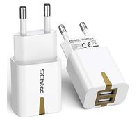 SCHITEC Caricatore USB, Caricatore USB da Muro 2 Pack 2 Porte 5V/2.1A Caricabatterie USB Presa USB Compatibile per iPhone XS XR X Samsung M20 A50 S10 A8 A7 Huawei P30 P20 Lite Mate 20 Lite, Xiaomi