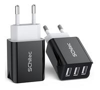 SCHITEC Caricatore USB da Muro a 3 Porte, 2 Pack 15W/3A Caricabatterie Presa USB Universale per iPhone 11 XS XR Samsung M20 S10 Huawei P30 P20 Lite, HTC, Tablet e Altro