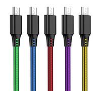 SCHITEC Cavo micro USB, 5 confezioni da 2 m, micro USB, cavo di ricarica rapida, per Android, Samsung Galaxy S6 e S7 Nexus HTC LG Kindle Power Bank e molto altro ancora