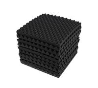 Schiuma acustica, 10 pezzi, quadrati, autoadesivi, in poliuretano, pannelli acustici, convessi, pannelli acustici per pareti, soffitti, finestre e porte, 50 x 50 x 5 cm (nero)