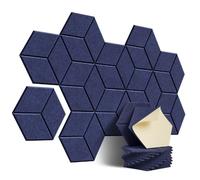 Schiuma acustica a nido d'ape, Confezione Da 12 Pannelli Acustici Esagonali Autoadesivi Multicolor 30x26x15cm(Blue)
