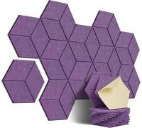 Schiuma acustica a nido d'ape, Confezione Da 12 Pannelli Acustici Esagonali Autoadesivi Multicolor 30x26x15cm(Purple)