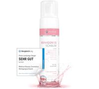 Schiuma detergente 200 ml con acido ialuronico, acqua di rose bio e aloe vera bio - Pulizia profonda dei pori con detergente viso vegano e struccante, a base di tensioattivi delicati e pantenolo