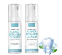Schiuma detergente da 60 ml per allineatori e apparecchi di contenzione (retainer); delicata e ideale in viaggio; rimuove macchie, residui e cattivi odori (2 pezzo)