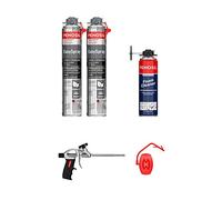Schiuma espansiva poliuretanica Promonouso, aerosol da 700 ml, confezione da 2 + 1 pistola + 1 detergente, unico sul mercato, qualità professionale, eccellente isolamento acustico
