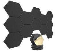 Schiuma fonoassorbente autoadesiva ad alta densità for trattamento acustico Per studio, ufficio, trattamento(Black,6pcs Hexagon)