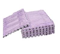 Schiuma peluche incastro 4/12 pezzi di peluche puzzle in schiuma tappetino morbido soffice ad incastro quadrato in piastrelle tappeti tappeto for la decorazione della camera da letto(Purple,12Pcs)