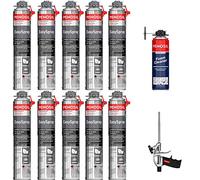 Schiuma poliuretanica espansiva Proiettile 700 ml - Confezione da 10 + 1 pistola + 1 detergente - Qualità professionale - Eccellente isolamento acustico - Unica sul mercato - Applicazione con pistola